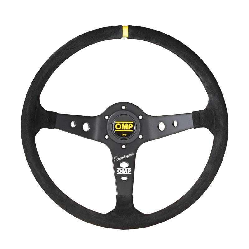 OMP Corsica Steering Wheel - Black Suede/Black Anodized Spokes