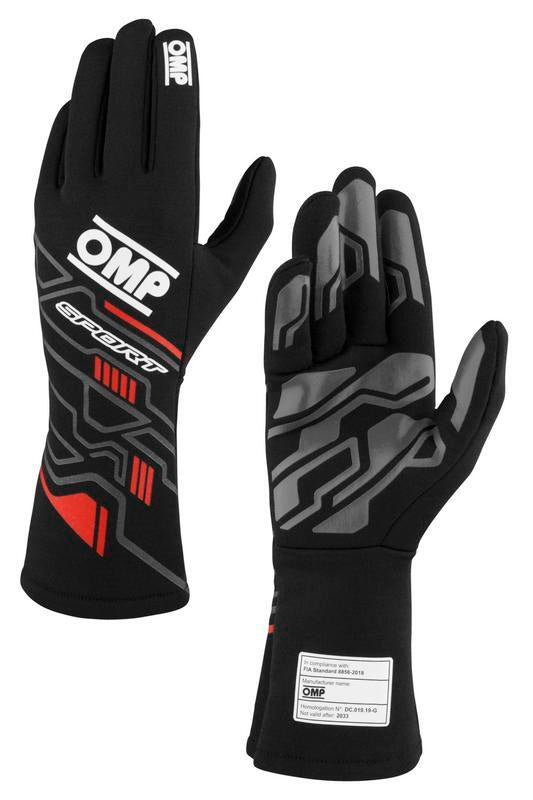 OMP Sport Gloves FIA 8856-2018 MY2025 Black / Red - M