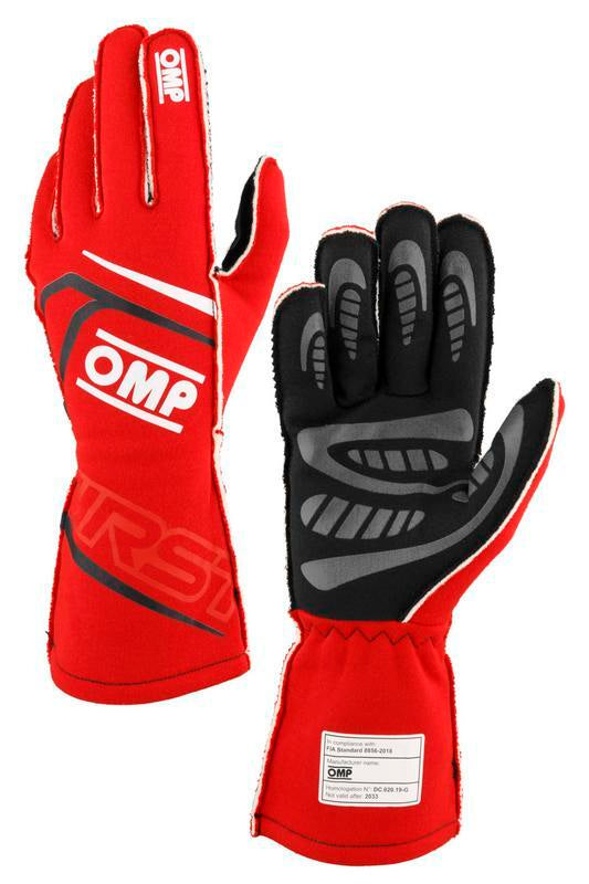 OMP FIRST GLOVES FIA 8856-2018 MY2025 NAVY BLUE / CYAN SZ XL