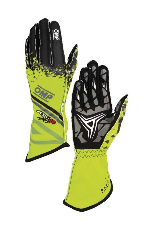 OMP KS-2 ART my2025 KART GLOVES YELLOW / BLACK SZ 5 (KIDS)